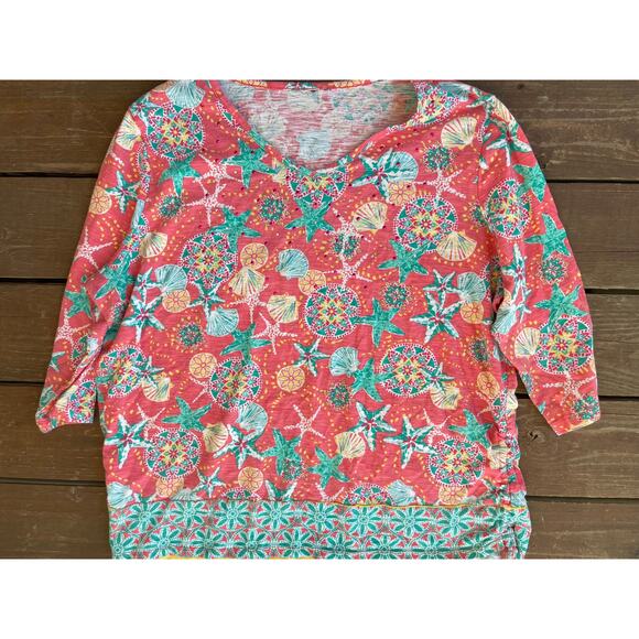 Womens plus size 1x seashell star fish blouse - Picture 1 of 3